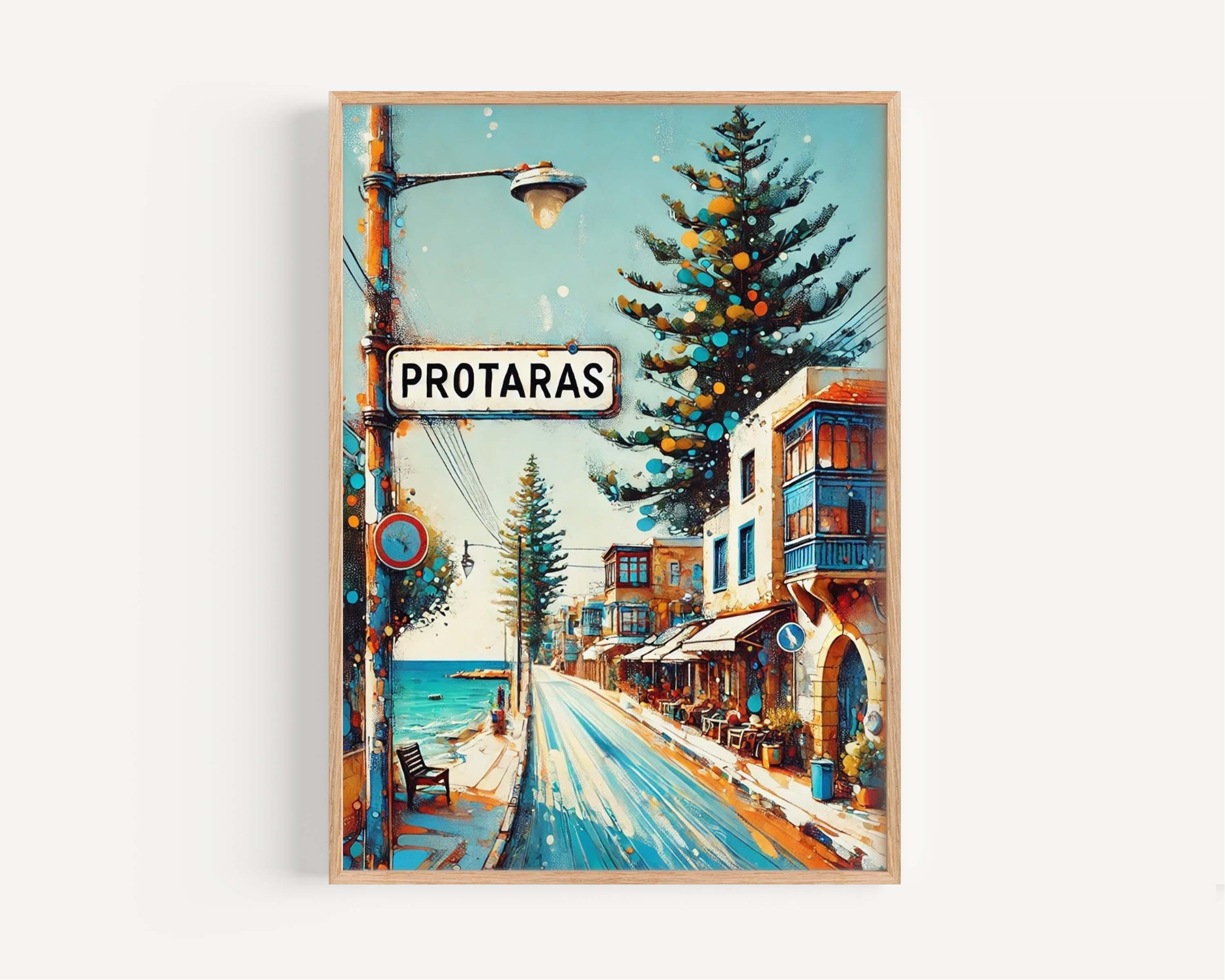 Protaras Art Print - Cyprus Travel Poster, Mediterranean Wall Art, Housewarming Gift, European Coastal Decor, Protaras City Gift
