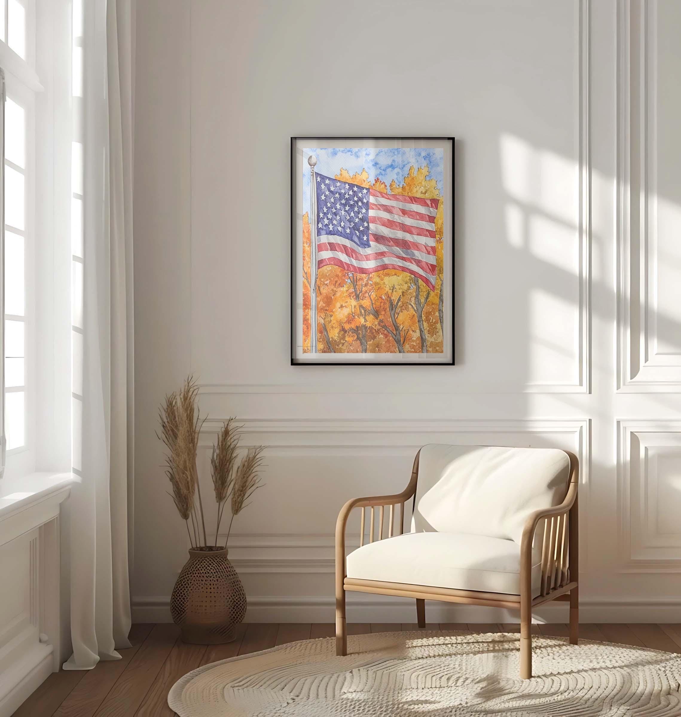 American Flag Wall Art Vintage - United States