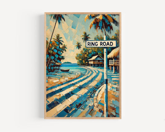 Ring Road Wall Art, Micronesia Travel Poster, Kolonia Coastal Road Print, Tropical Home Decor, Travel Souvenir, Island Gift, Fine Art Print