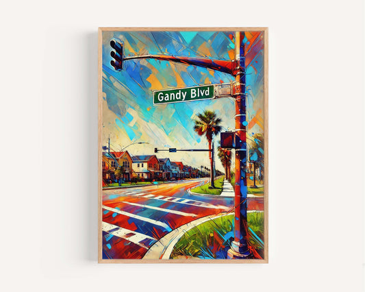 Gandy Blvd Print - Tampa Wall Art, Florida Travel Poster, Coastal Home Decor, Housewarming & Florida Gifts