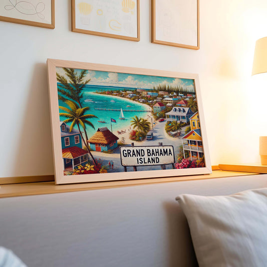 Grand Bahama Island Art Print, Tropical Beach Coastal Decor