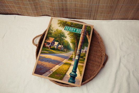 Berry Rd Wall Art Print - St. Louis Travel Poster & Missouri Souvenir, Housewarming Gift, Berry Road St. Louis Art Decor