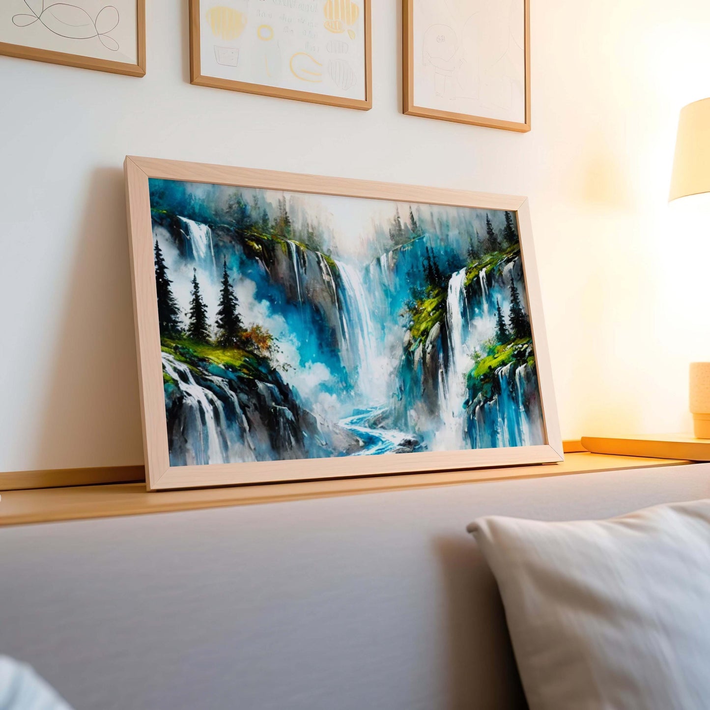 Nature Gift Waterfall Wall Art Print, Scenic Stream Home Decor, New Housewarming Family Art, Tranquil Nature Landscape Poster