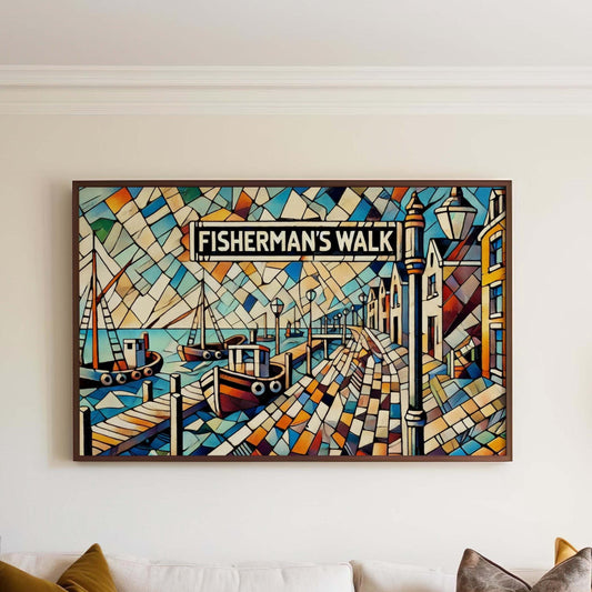 Fisherman’s Walk Wall Art Print – Brielle NJ Travel Poster, Coastal Home Decor, Housewarming Gift, New Jersey Art, Naut