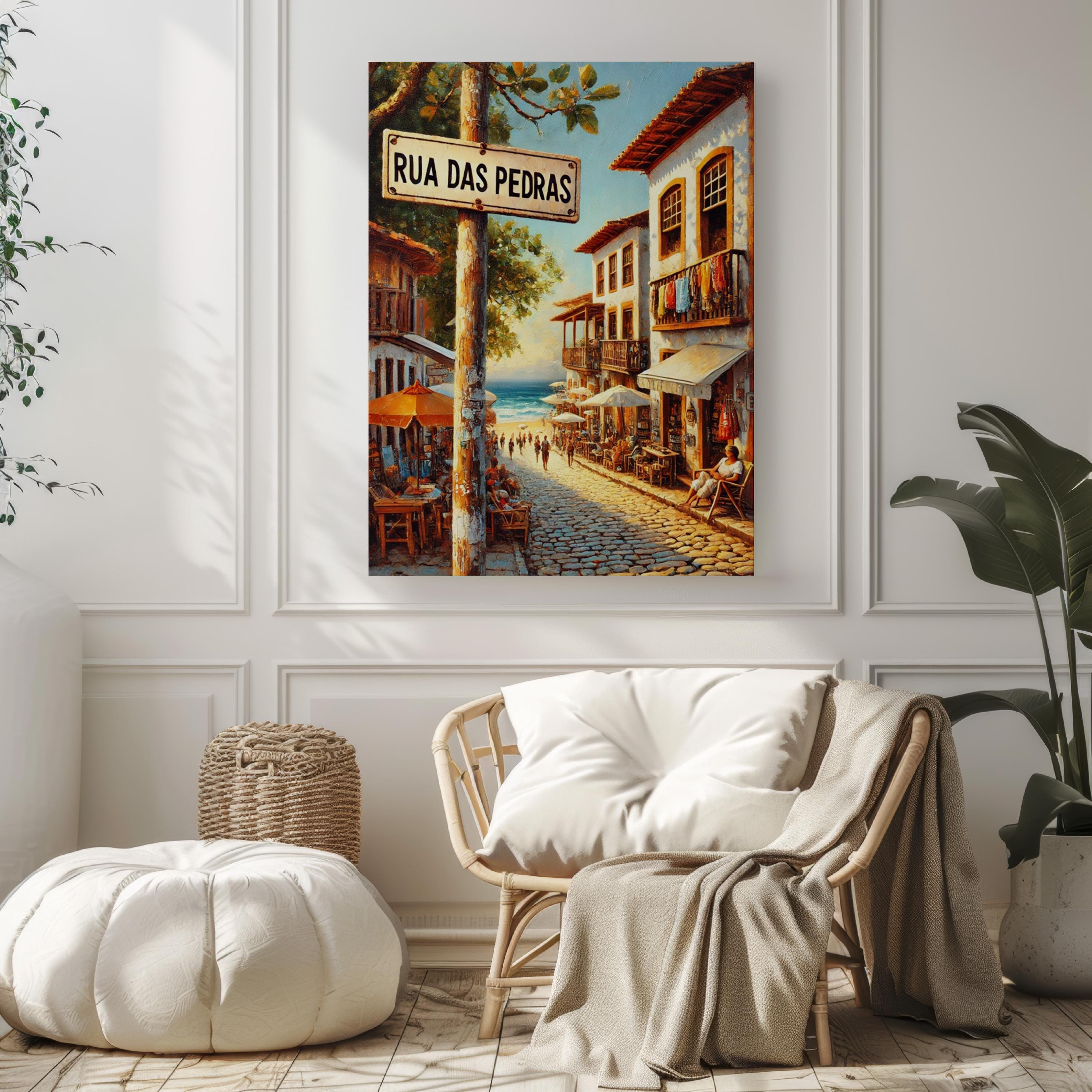 Rua das Pedras Wall Art, Búzios Brazil Print, Seaside Street Scene, Coastal Travel Poster, Brazil Travel Souvenir, Housewarming Gift