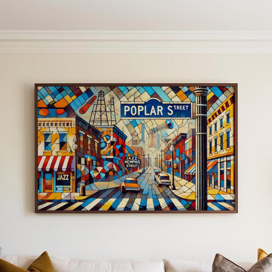 Poplar St Wall Art - Memphis Travel Print, Tennessee Decor, Housewarming Gift, Poplar Street Poster, Memphis Art, Travel Wall Decor