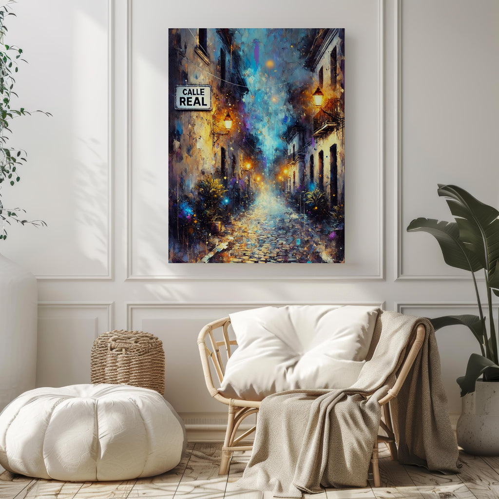 Calle Real Oil Painting Art Print: Antigua Guatemala Street Sign Travel Poster