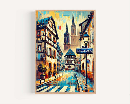 Strasbourg Art Print – French Travel Poster, European Wall Decor, Housewarming Gift, Strasbourg France Illustration, Unique Vacation Memory