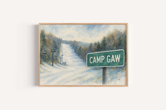 Camp Gaw Ski Resort Watercolor Art Print