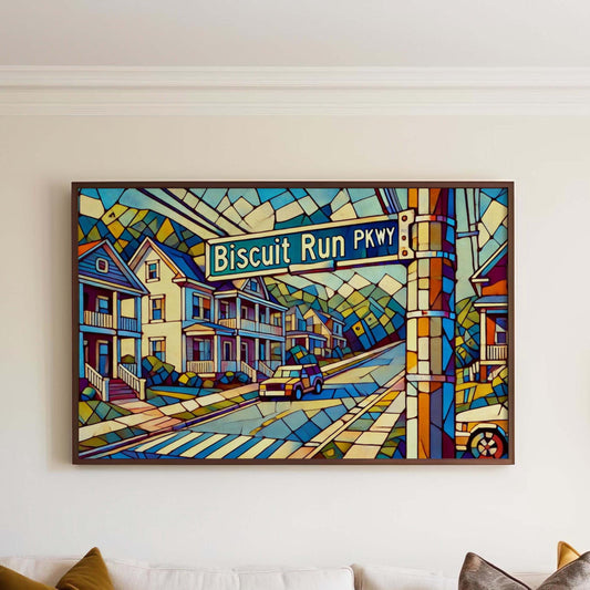 Biscuit Run Parkway Wall Art Print, Charlottesville VA Travel Poster, Virginia Gift, Housewarming Decor, Scenic Map Artwork