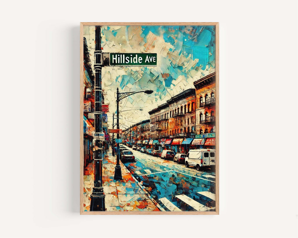 Hillside Ave Print - Queens Artwork Travel Poster, New York Wall Art, Housewarming & Gift Decor for Home