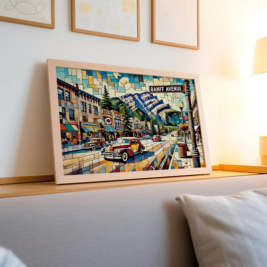 Banff Avenue Print - Banff Wall Art Travel Poster, Alberta Gift, Canada Decor, Housewarming Present, Banff Photography Print