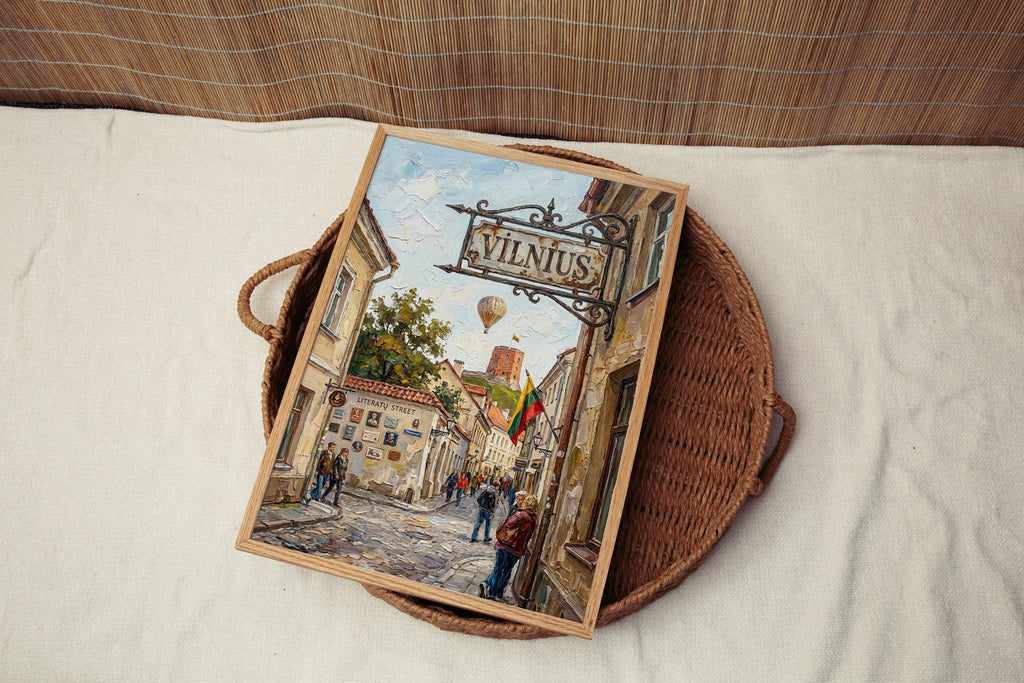Vilnius Street Sign Art Print: Lithuania Capital City Travel Poster