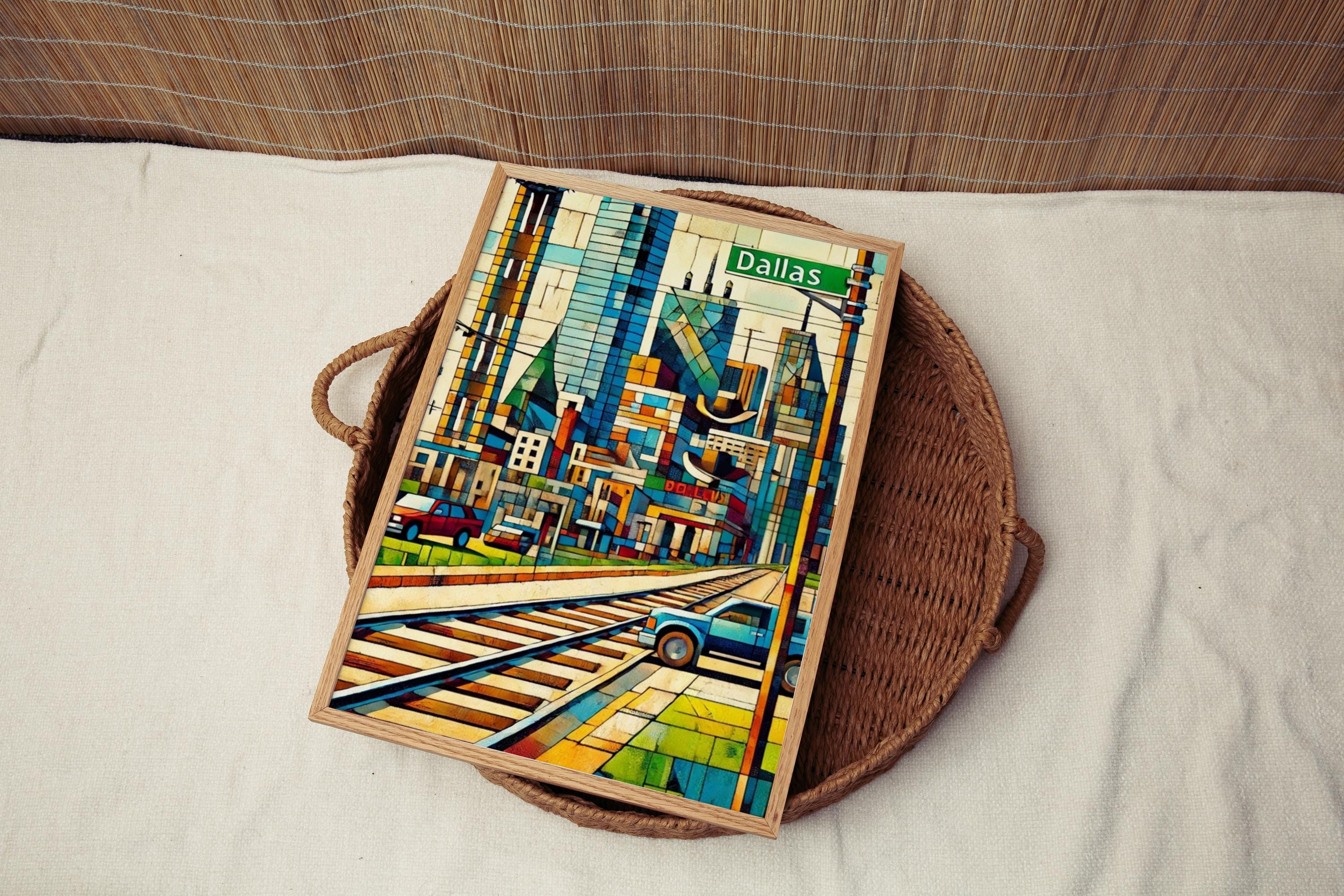 USA Wall Art Dallas Print Texas Decor Travel Poster Housewarming Gift Modern USA Home Decor