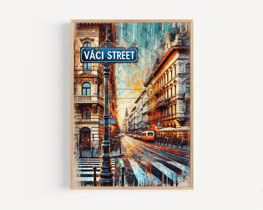 Budapest Vaci Street Wall Art Print, Travel Poster, Hungary Gift, Budapest Home Decor, Housewarming Gift, City Map Art, Travel Wall Decor