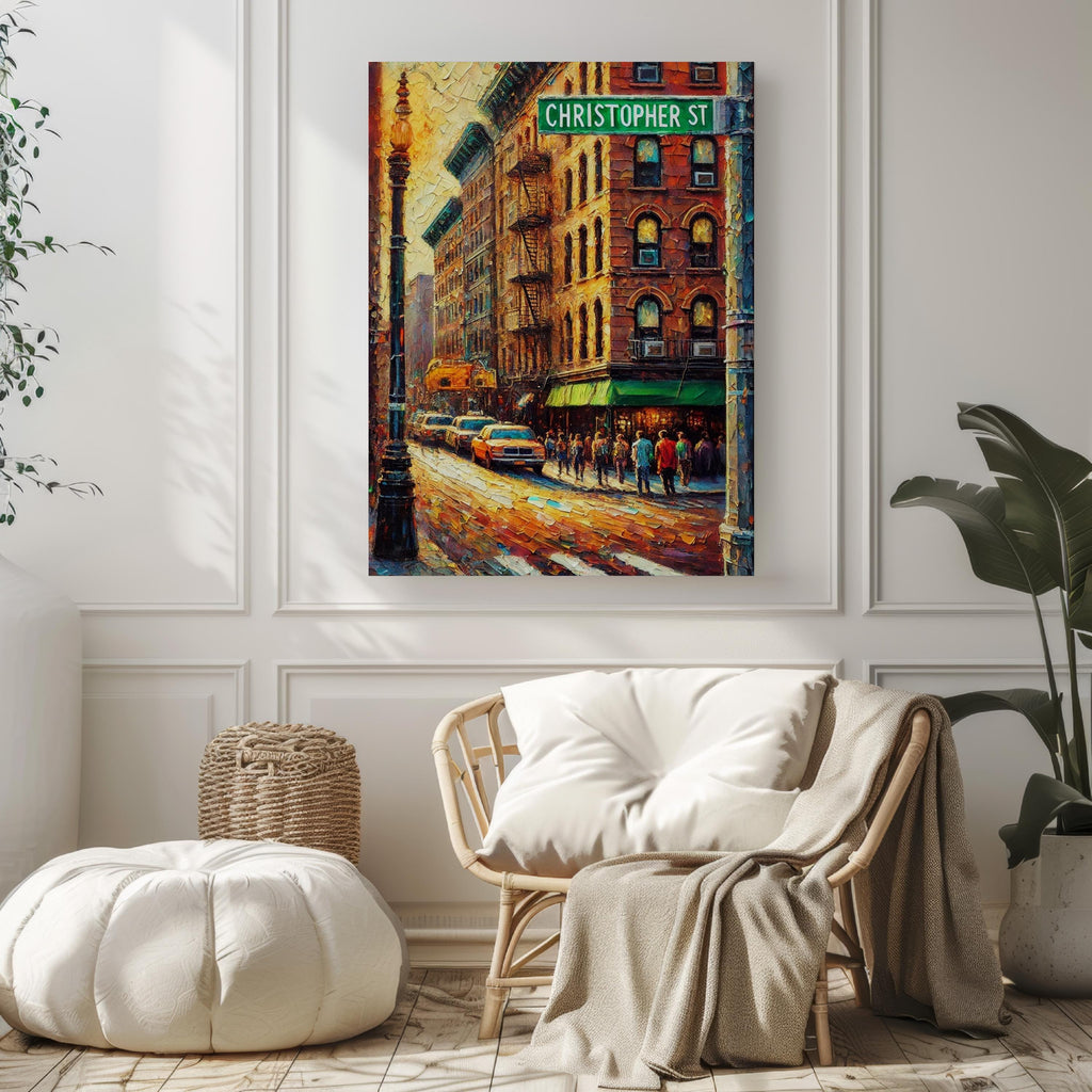 Wall Art Christopher Street Print - Manhattan NYC Travel Poster, Urban Cityscape Decor, Christopher St Wall Art Gift