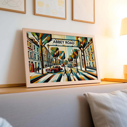 Abbey Road Wall Art Cubism Print, London Travel Poster, UK Gift, United Kingdom Home Decor, Housewarming Artwork, Modern Travel Print