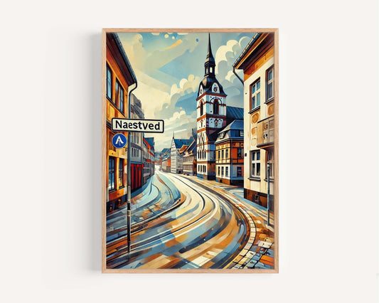 Naestved Art Print - Denmark City Wall Art, Travel Poster, Housewarming Gift, Scandinavian Home Decor, European Travel Map