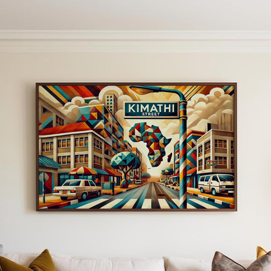 Kimathi Street Print Nairobi Wall Art, Kenya Travel Poster, Kenya Decor, Housewarming Gift, African Art, Kimathi St Map Illustration