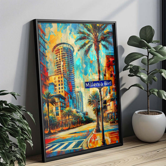 Millenia Boulevard Wall Art, Orlando Travel Print, Florida Artwork, Housewarming Gift, Modern Millenia Blvd Poster, Florida Decor
