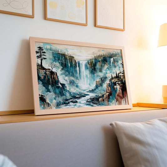 Nature Gift Waterfall Wall Art, Calming Stream Print for Home Decor, Housewarming & New Home, Family Nature Art, Relaxing Natural