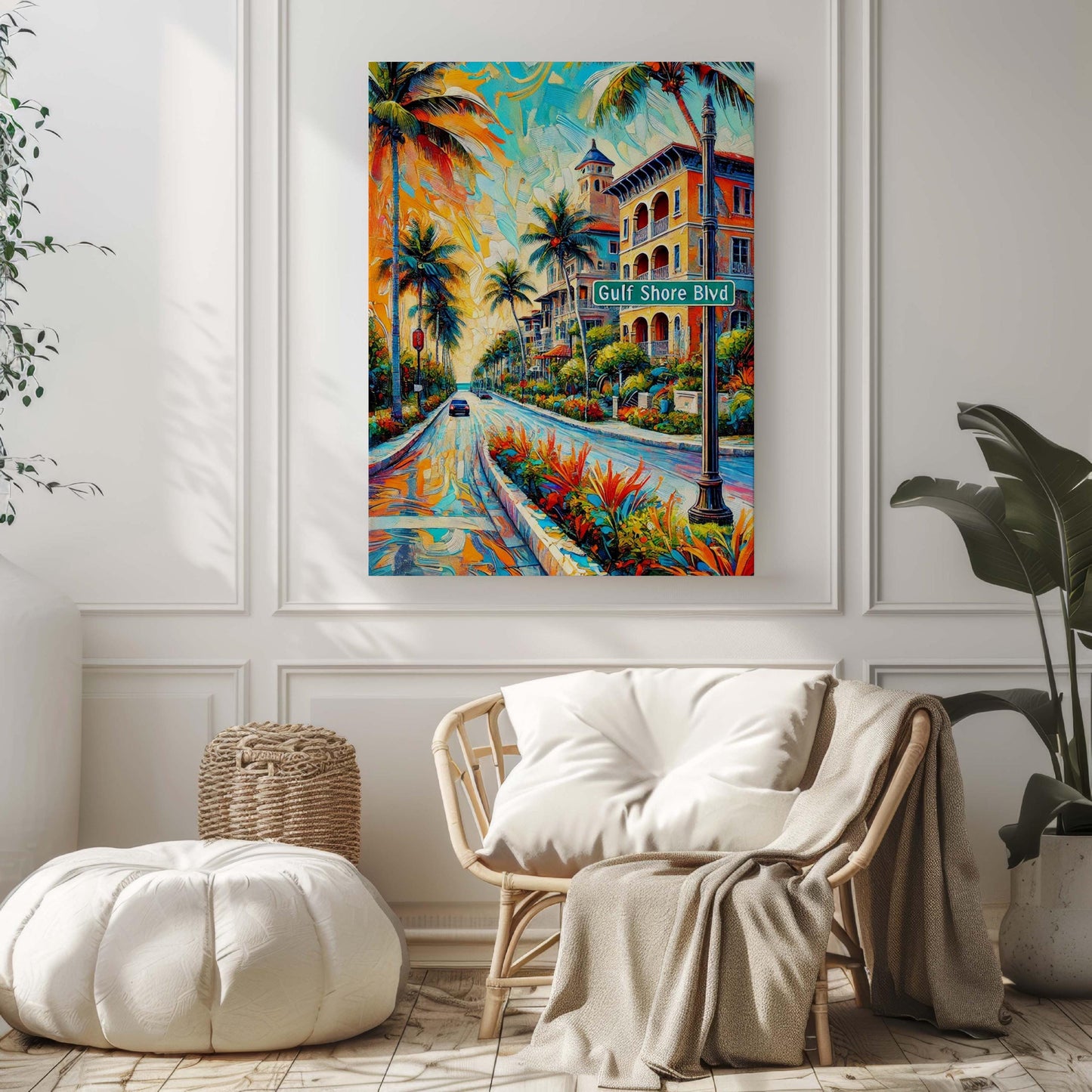 Gulf Shore Boulevard Wall Art - Naples Florida Print, Travel Poster, Coastal Home Decor, Housewarming & Florida Gift