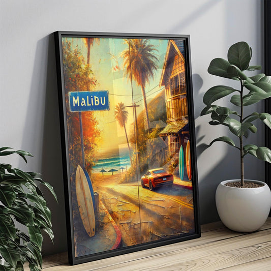 Wall Art Malibu Print - California Travel Poster, USA Art, Housewarming Gift, American Decor, Coastal Wall Decor, Beach Printable