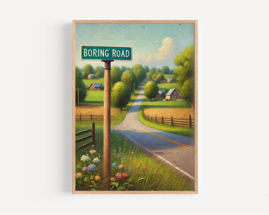 Boring Rd Wall Art Print - Decatur Georgia Travel Poster, Housewarming Gift, Souvenir, Modern Home Decor