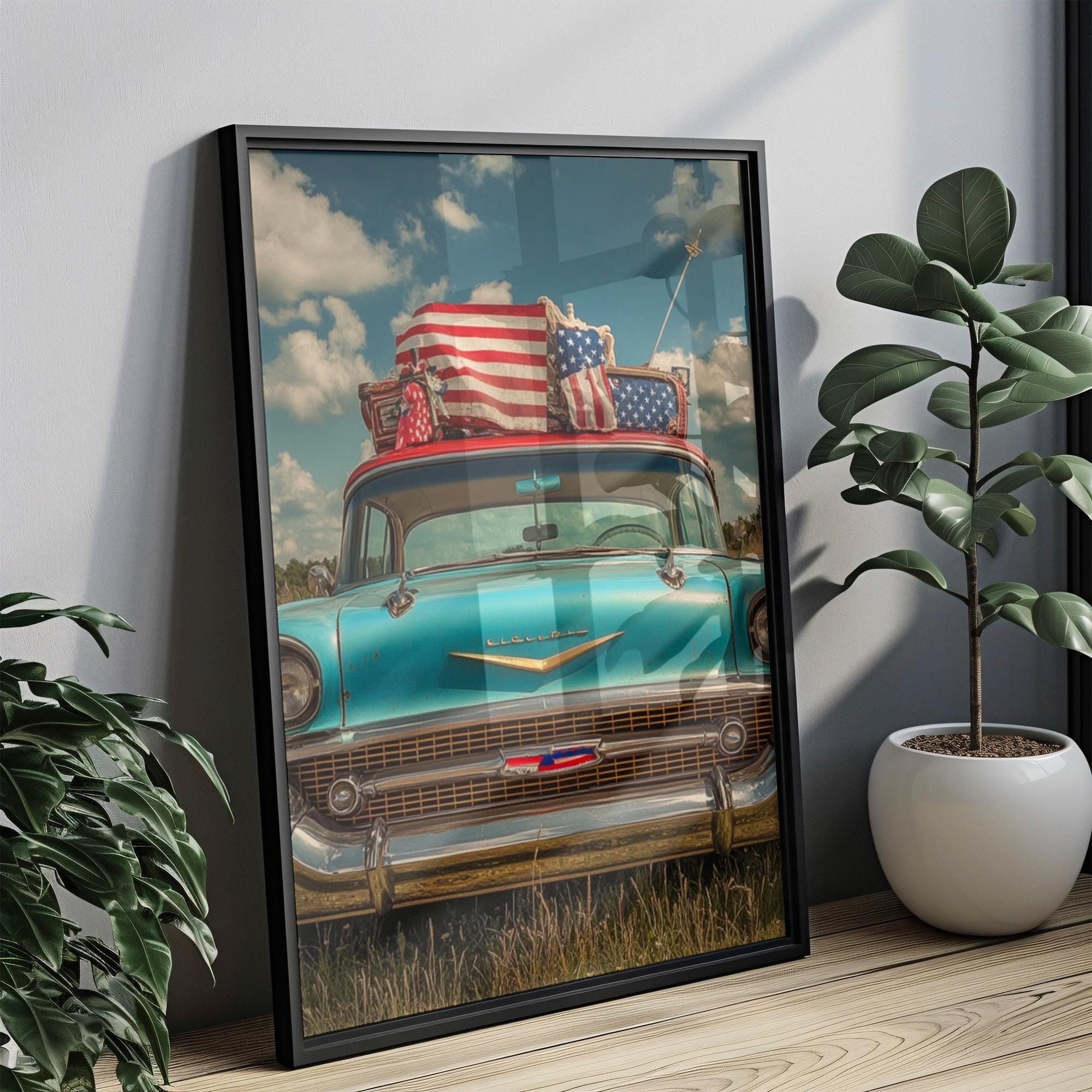 American Car Poster Vintage - United States