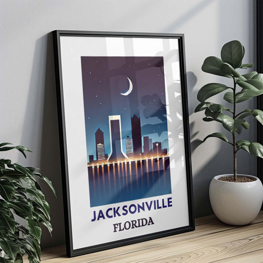 Jacksonville Print Wall Art, Florida Travel Decor, Housewarming & College Gift, Modern FL Art for Home, Jacksonville Map Poster