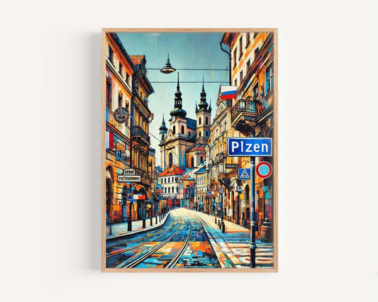 Plzen Art Czech Republic Wall Art Print, Travel Poster, Europe City Gift, Housewarming Decor, Plzen Travel Print