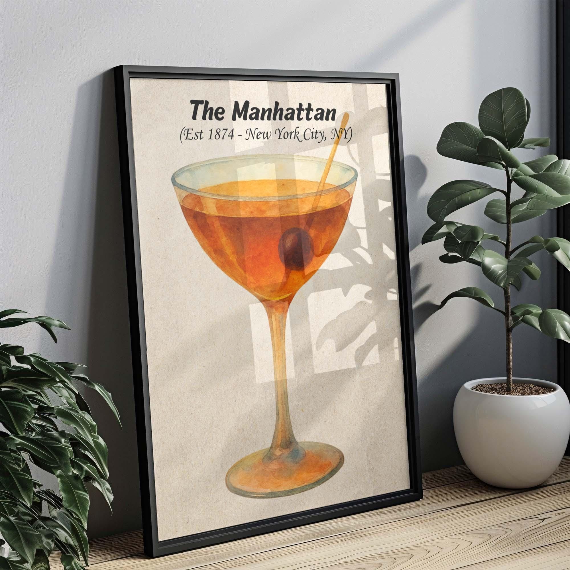 Manhattan Cocktail Wall Art Vintage
