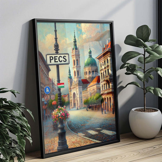 Pecs Art Print - Hungary City Wall Art Travel Poster, European Home Decor, Housewarming Gift, Modern Pecs Artwork for Living Room