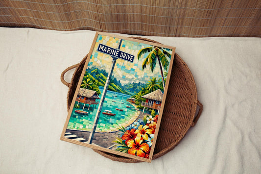 Tahiti Wall Art Marine Drive Print - Tropical Travel Poster, Pacific Ocean Decor, Housewarming Gift, Tahiti Gift, Coastal Home Artwork