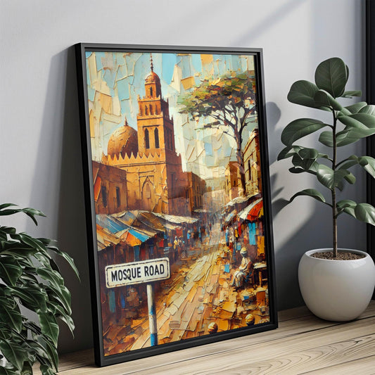 Mosque Road Wall Art Mali Travel Poster, Bamako Street Scene, African Decor, Travel Souvenir, Fine Art Print, Personalized Gift