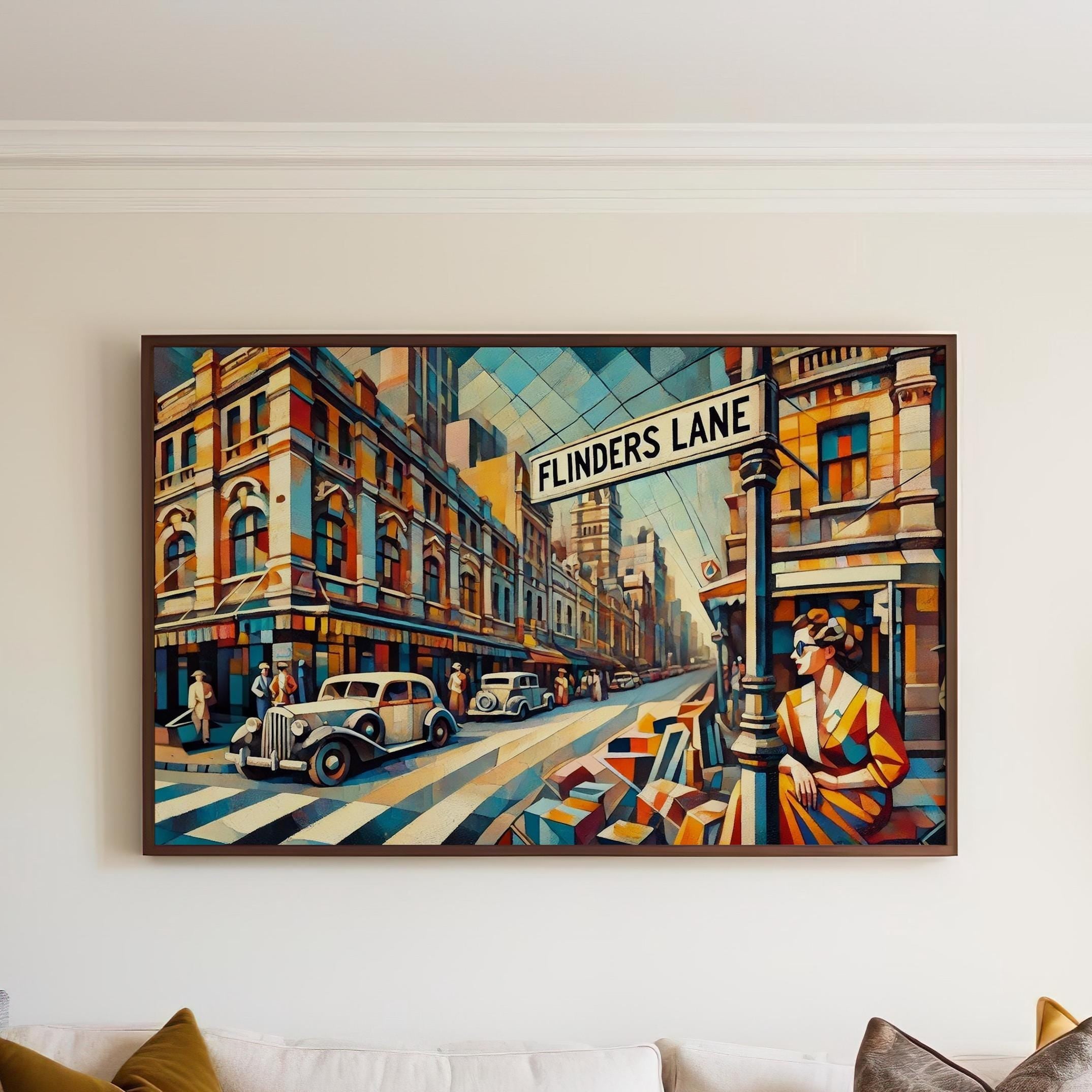 Flinders Lane Wall Art Print - Melbourne Travel Poster, Australia Souvenir Gift, Housewarming Decor, Flinders Ln Cityscape Artwork