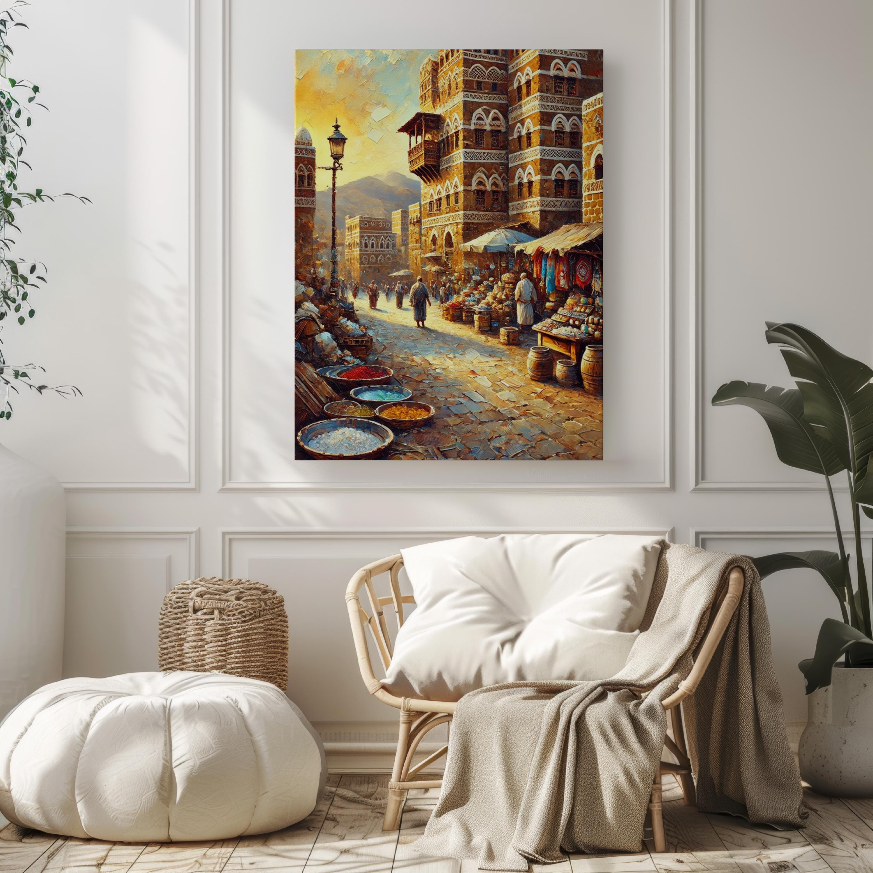 Yemen Wall Art, Middle East Travel Poster, Asia Art, City Gift, Travel Souvenir, Home Decor, Vintage Street Scene, Archival Print