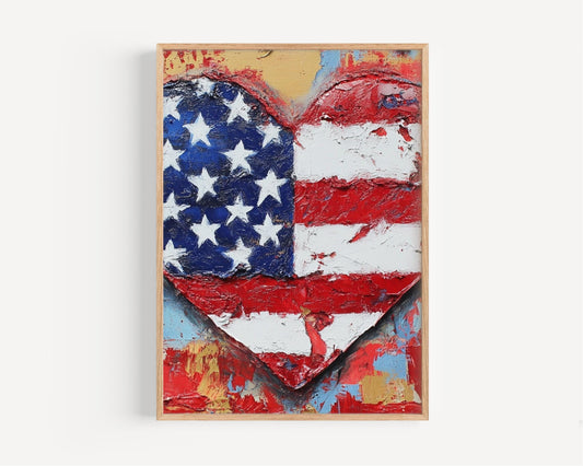 Valentine Patriotic Wall Art | Abstract USA Poster | American Independence Home Decor | United States Artwork