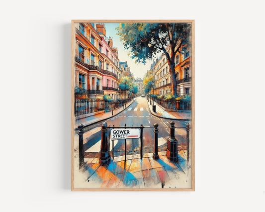 London Gower St Wall Art Print – Travel Poster, UK Gift, Housewarming Decor, London Street Map Illustration
