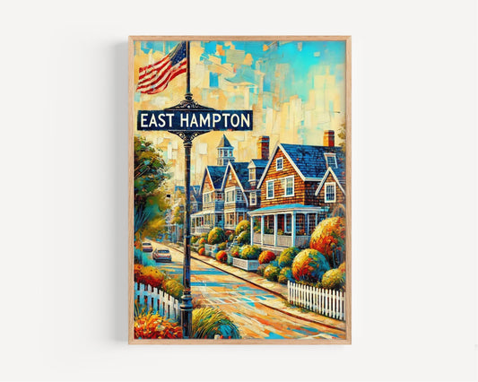 East Hampton Wall Art Print - New York Travel Poster & American Art Decor, Perfect Housewarming Gift