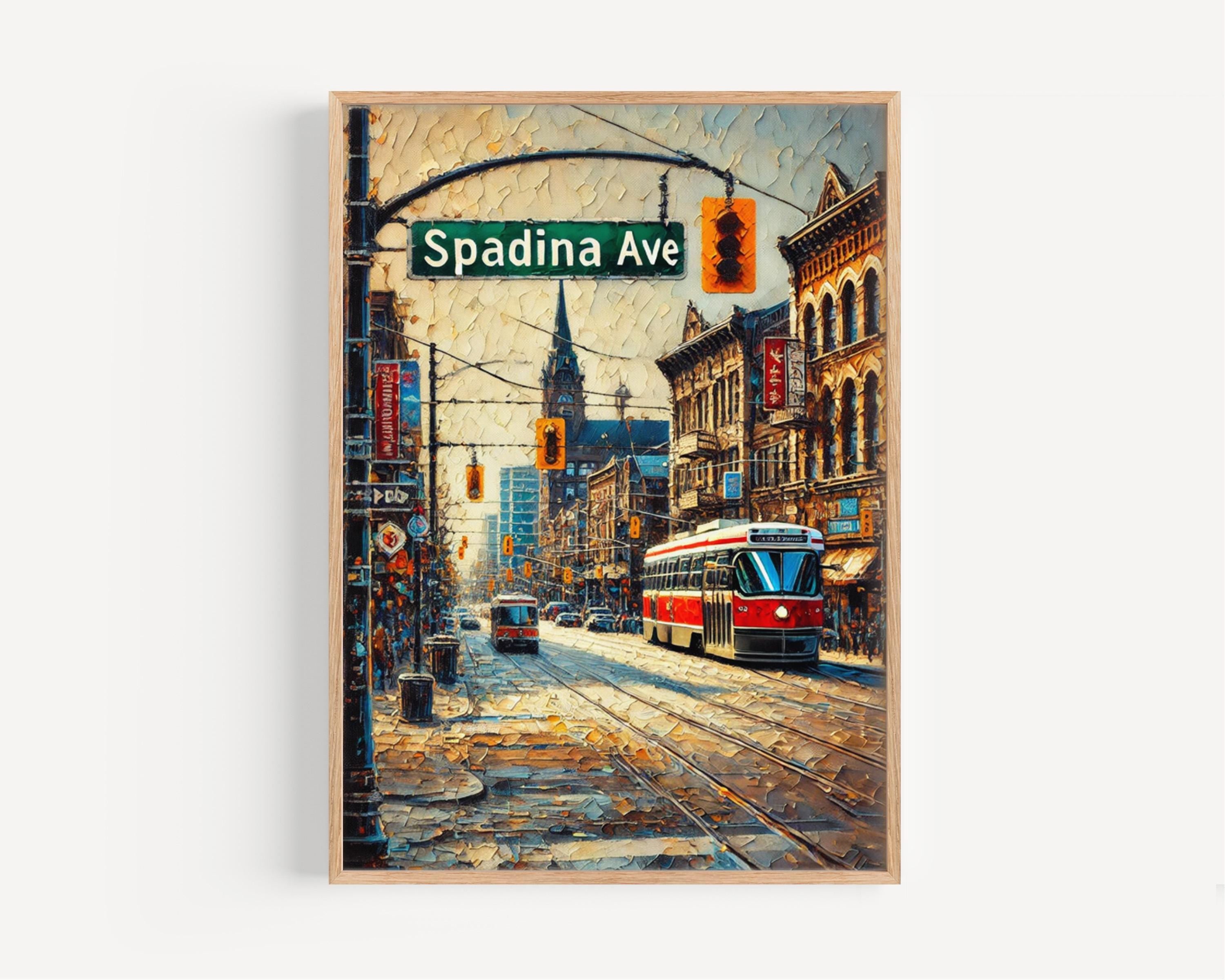 Toronto Spadina Ave Wall Art Print – Travel Poster, Canada Gift, Toronto Artwork, Housewarming Decor, Travel Print, Canadian City Map