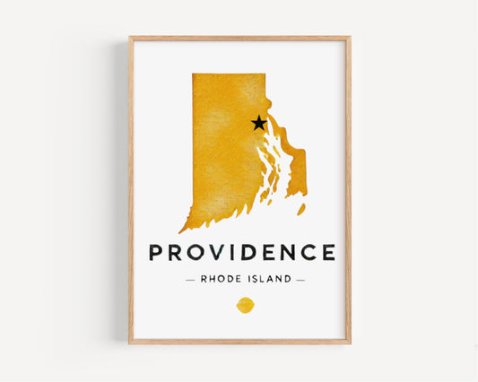 Rhode Island Providence Wall Art Print – Travel Decor, College Gift & Housewarming Rhode Island Map Art for Home