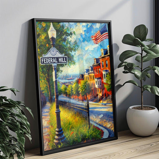 Baltimore Federal Hill Wall Art Print - Maryland Travel Poster, Baltimore Gift & Housewarming Decor