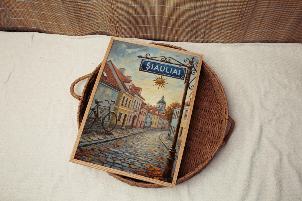 Siauliai Street Sign Art Print: Lithuania Travel Poster Wall Decor