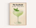 Southside Cocktail Print Vintage Bar