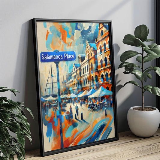 Australia Art Salamanca Place Wall Art, Hobart Travel Poster, Australia Souvenir, Travel Gift, Cityscape Print, Vibrant Waterfront Decor