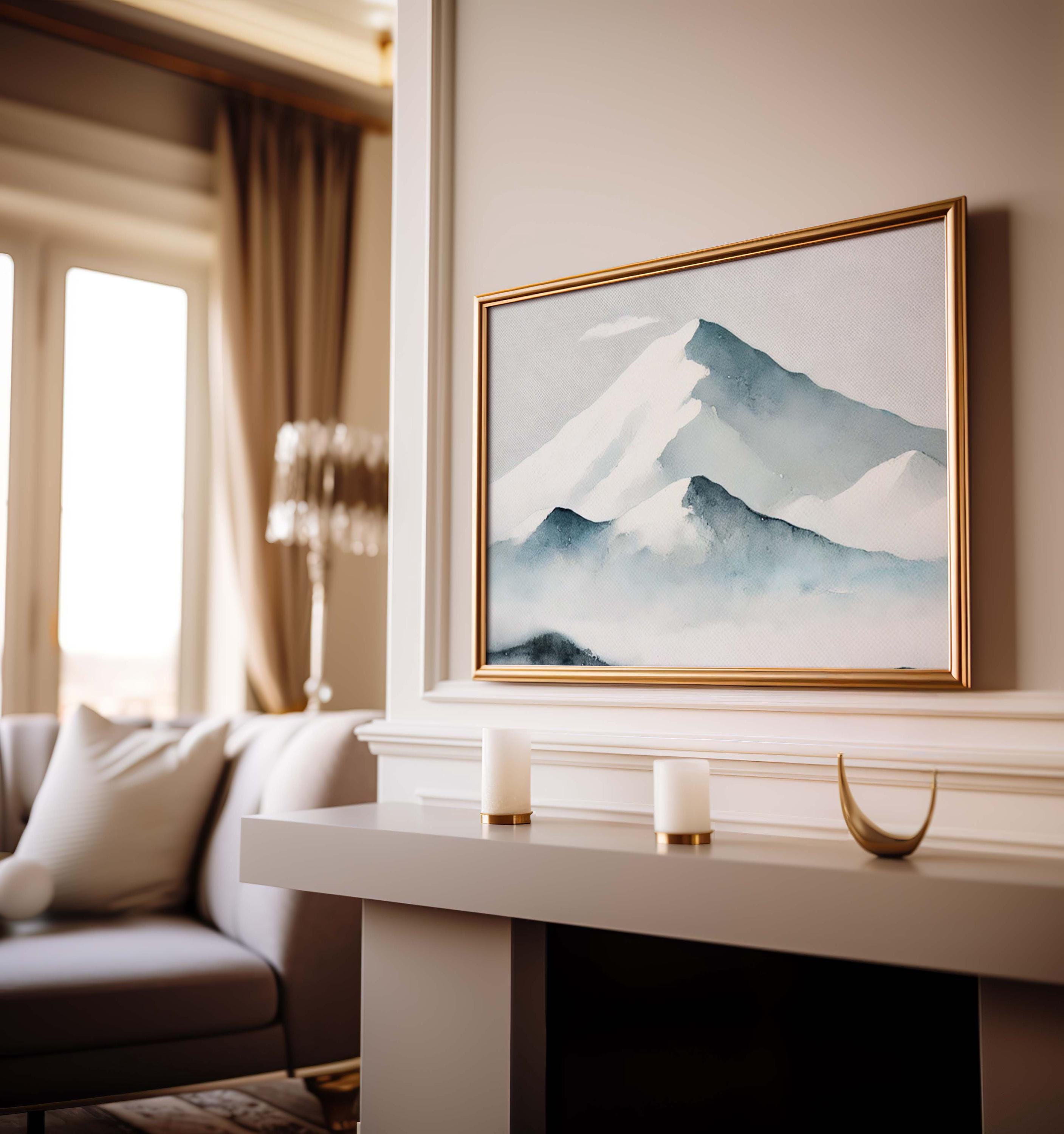 Snowy Mountain Wall Art Cozy Home Decor