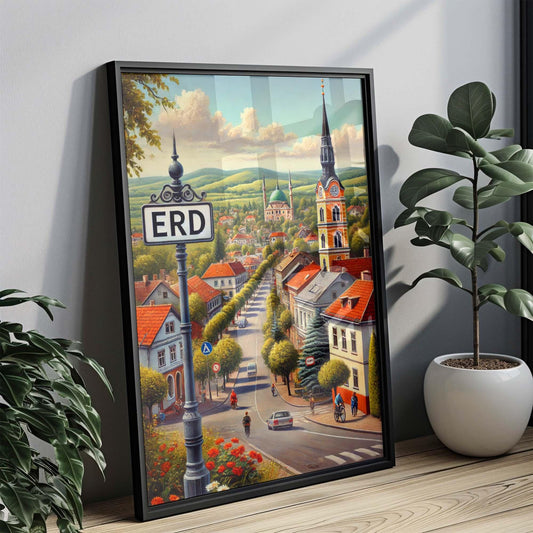 Erd Art Wall Print - Hungary City Travel Poster, European Souvenir, Housewarming Gift, Erd Map Home Decor, Vibrant Travel Art