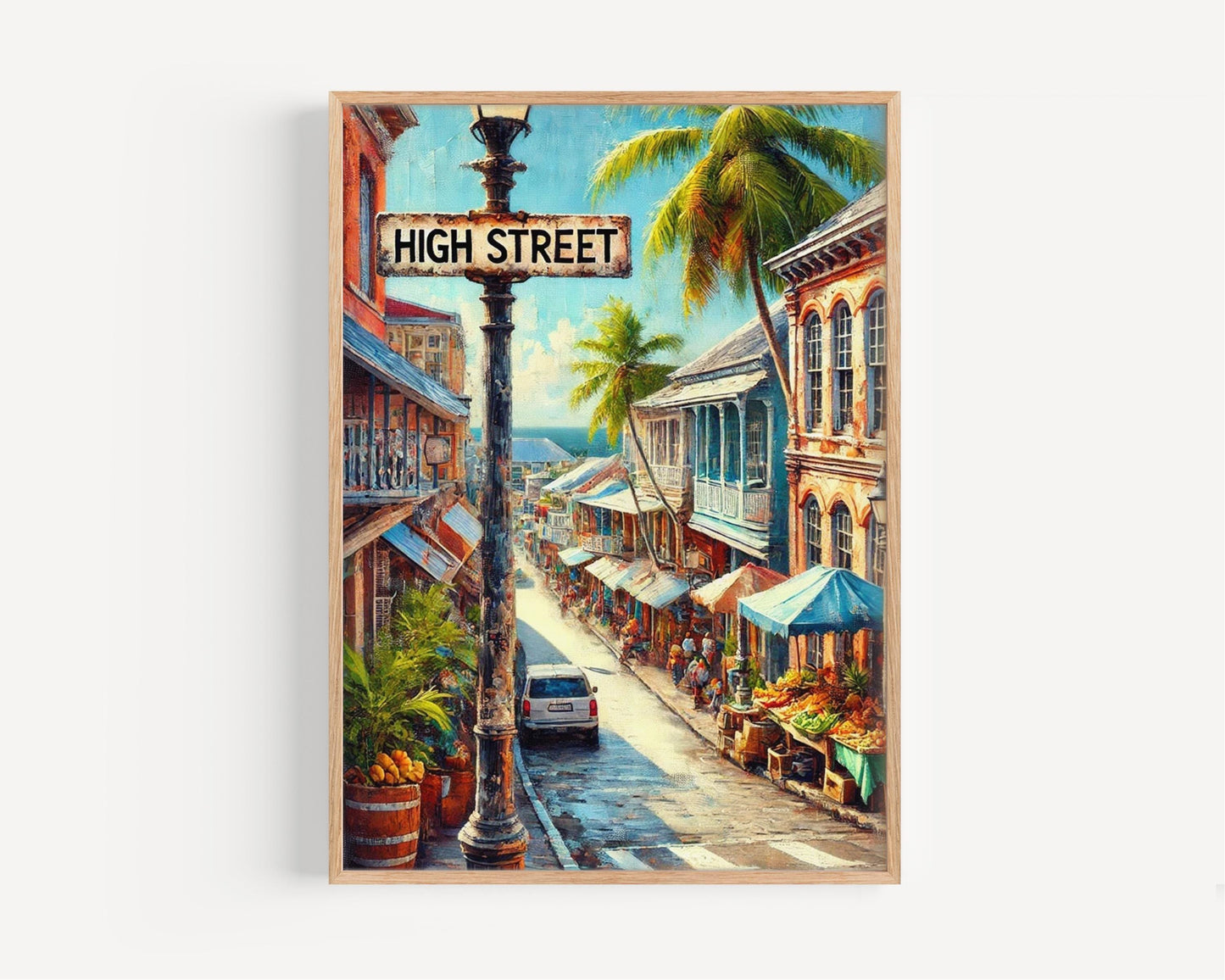 Antigua and Barbuda High Street Wall Art | St. John’s Print | Island Artwork | Travel Souvenir | Vibrant Cityscape Poster | Fine Art Print
