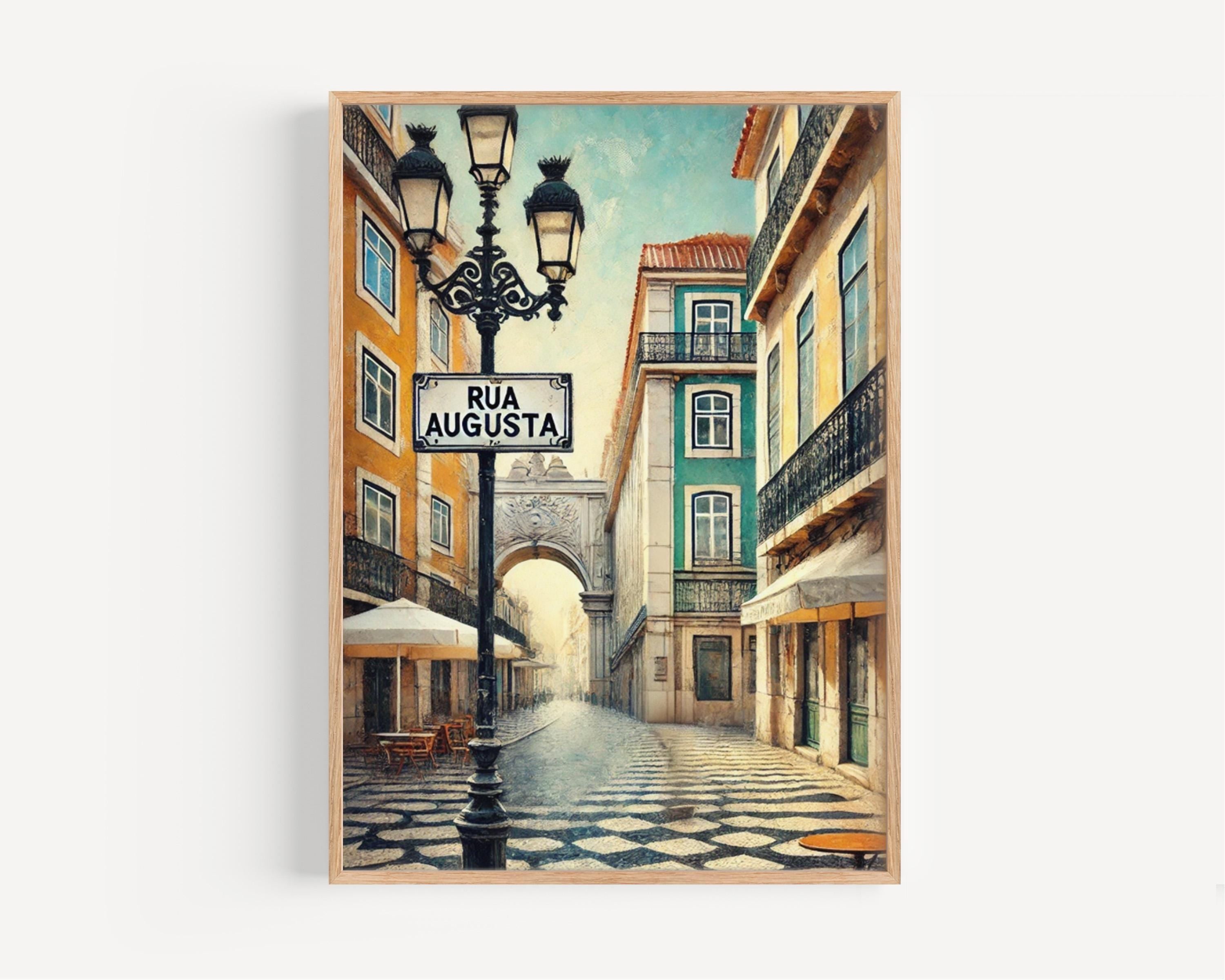 Portugal Rua Augusta Wall Art Print – Travel Poster, European Decor, Portugal Gift, Housewarming & Travel Home Decoration
